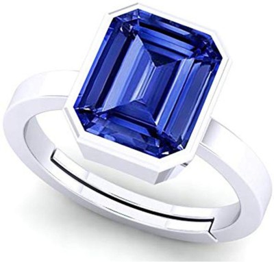 S KUMAR GEMS & JEWELS Certified 4.25 Ratti Blue Sapphire Stone ( Neelam ) Adjustable Ring Metal Sapphire Silver Plated Ring