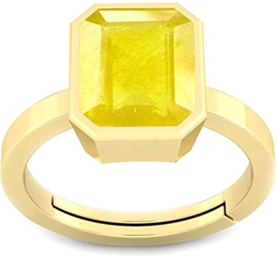 BWM GEMS Certified 5.25 Ratti Yellow SapphireStone (Pukhraj) Panchdhatu Alloy Sapphire Gold Plated Ring