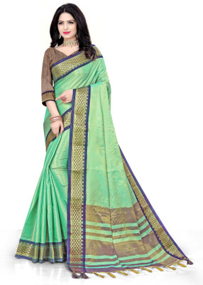 jayant creation Paisley Daily Wear Cotton Silk Saree(Light Green)
