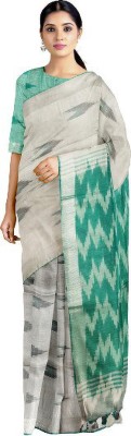 govind handloom Woven Bhagalpuri Cotton Linen Saree(White)