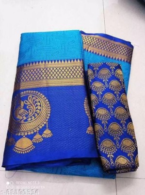 VRINDITA FASHION Woven Kanjivaram Art Silk, Cotton Silk Saree(Blue)