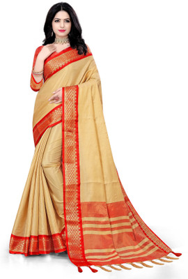 jayant creation Paisley Daily Wear Cotton Silk Saree(Beige)