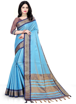 jayant creation Paisley Daily Wear Cotton Silk Saree(Light Blue)