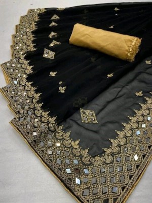 FashionMall Embellished Bollywood Georgette Saree(Black)