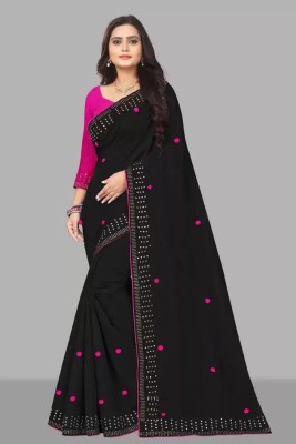 VRINDITA FASHION Embroidered Assam Silk Art Silk Saree(Black)