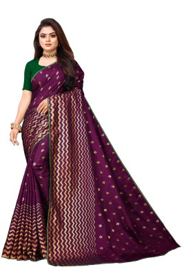 Vijodhya Floral Print, Solid/Plain Banarasi Art Silk Saree(Purple)