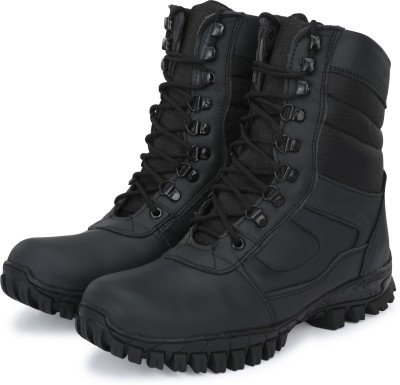 Shoe Day LEATHER COMBAT ARMY BOOT SHOES/ARMY SHOES/TRACTICAL BOOT Boots For Men(Black , 4)