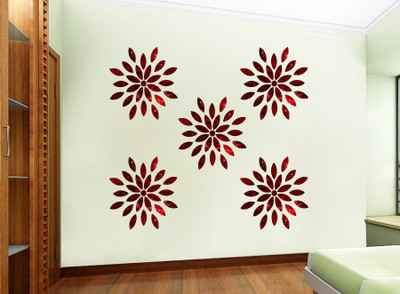 DivineDesigns 23 cm Red Color Motif Leafs Self Adhesive Sticker(Pack of 1)