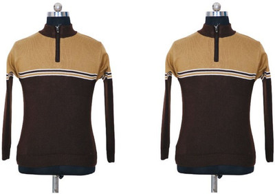 Consider Striped Collared Neck Casual Men Multicolor Sweater