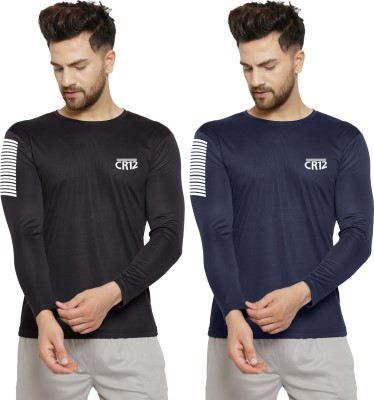 Cruister Sporty Men Round Neck Black, Navy Blue T-Shirt