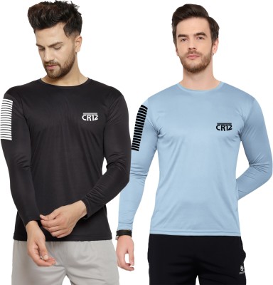 Cruister Sporty Men Round Neck Light Blue, Black T-Shirt