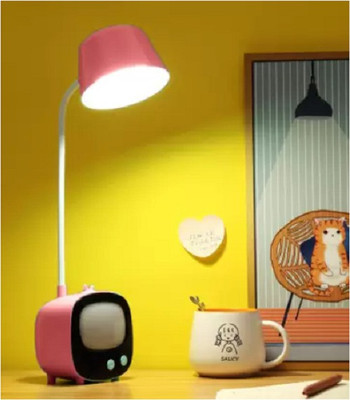 AKR Flexible Gooseneck Eye-Caring 3 Lighting Mode With Night Light, Mini TV Design Study Lamp(24 cm, Pink)