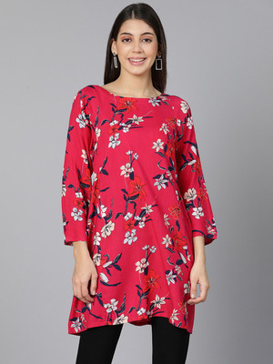 OXOLLOXO Casual Floral Print Women Red Top