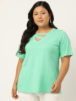 theRebelinme Casual Solid Women Light Green Top