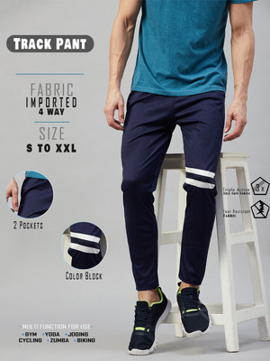 Crease & Clips Striped Men Dark Blue Track Pants
