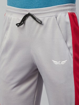 Chrome & Coral Colorblock Men Grey, Red Track Pants