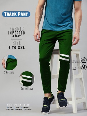 Crease & Clips Striped Men Green Track Pants