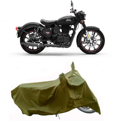 Wegather Two Wheeler Cover for Royal Enfield(Classic Stealth Black BS6, Green)