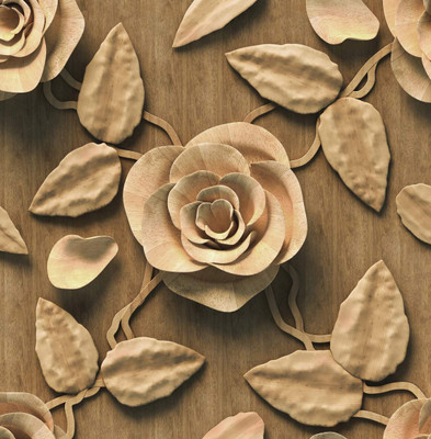 Indian Velvet Vinyl Floral & Botanical Brown Wallpaper(L x W: 100 cm x 40 cm)