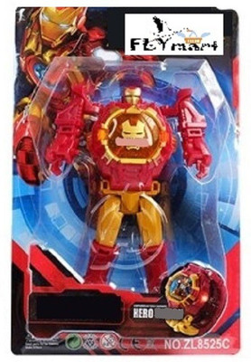 FLYmart Iroen man Gadget Hero Action Figure Robot Convert to Digital WristWatch For Kids(Red, Yellow)