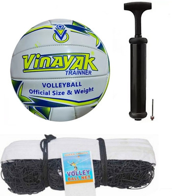 clark purple green volleyball DX4 with black nylon net and air pump Volleyball - Size: 4(Standard, Pack of 1)