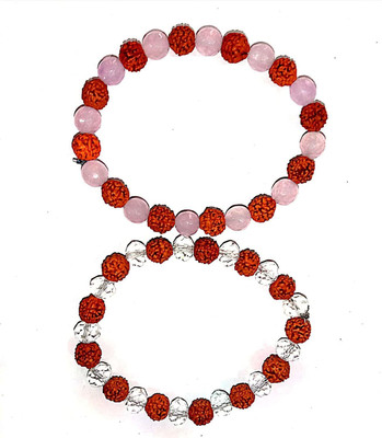 SHREENATHJI Rudraksha Crystal Bracelet Set