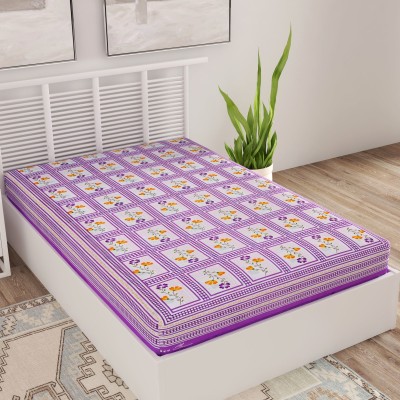 UNIQCHOICE 120 TC Cotton Single Floral Flat Bedsheet(Pack of 1, Purple)