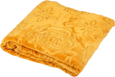 MFI Self Design Single Mink Blanket for  Heavy Winter(Microfiber, Yellow)