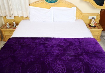 MFI Self Design Single Mink Blanket for  Heavy Winter(Woollen Blend, Purple 2)