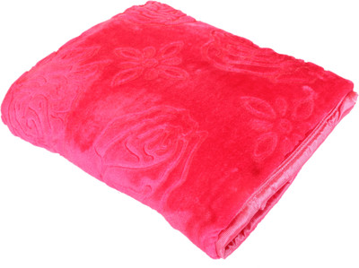 MFI Self Design Single Mink Blanket for  Heavy Winter(Woollen Blend, Pink)