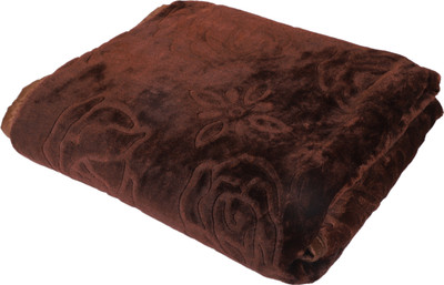 MFI Self Design Single Mink Blanket for  Heavy Winter(Woollen Blend, Brown)