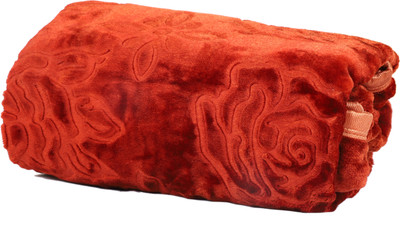 MFI Self Design Single Mink Blanket for  Heavy Winter(Woollen Blend, Maroon)