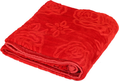 MFI Self Design Double Mink Blanket for  Heavy Winter(Woollen Blend, Red)