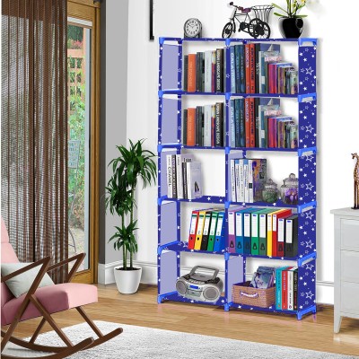 Flipkart Perfect Homes Studio Christmas Print 12 Shelf Book Organizer Metal Open Book Shelf(Finish Color - Blue Finish, DIY(Do-It-Yourself))