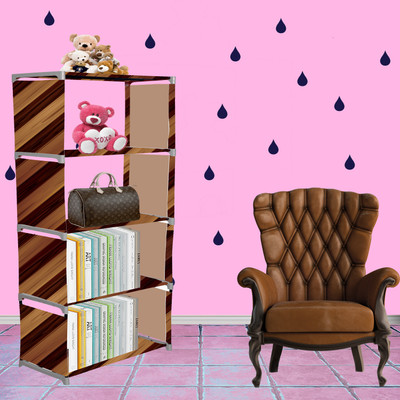 Flipkart Perfect Homes Studio Wall Panel Print 5 Layer Simple Bookshelf/Multipurpose Rack Metal Open Book Shelf(Finish Color - Brown Finish, DIY(Do-It-Yourself))