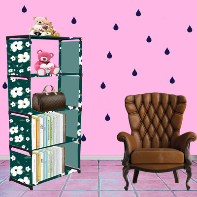 Flipkart Perfect Homes Studio White Lily Print 5 Layer Simple Bookshelf/Multipurpose Rack Metal Open Book Shelf(Finish Color - Green Finish, DIY(Do-It-Yourself))