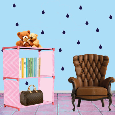 Flipkart Perfect Homes Studio Stars Pattern Print Plastic Metal 3 Shelf Book Organizer Metal Open Book Shelf(Finish Color - Pink Finish, DIY(Do-It-Yourself))