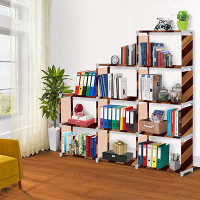 Flipkart Perfect Homes Studio Wall Panel Print 12 Layer Simple Bookshelf/Multipurpose Rack Metal Open Book Shelf(Finish Color - Brown Finish, DIY(Do-It-Yourself))