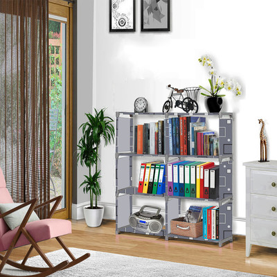 Flipkart Perfect Homes Studio Awesome box Print 8 Layer Simple Bookshelf/Multipurpose Rack/Children Bookcases Metal Open Book Shelf(Finish Color - Dark Grey, DIY(Do-It-Yourself))