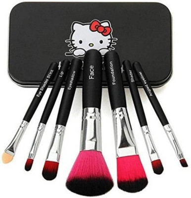JOTKAPARKASH Soft Makeup Mini Brush Kit Storage Box Blending Brushes Set of 7 - Black(Pack of 7)