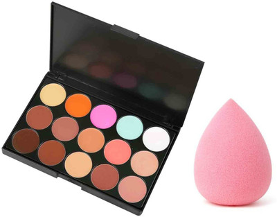 tanvi27 Concealer Palette 15 Color Professional & Beauty Blender(2 Items in the set)