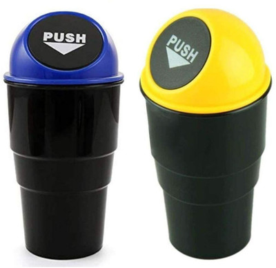 as trading Mini Car Trash Bin Can Holder Dustbin Multi Color Plastic Dustbin Pack of 2 Plastic Dustbin(Multicolor, Pack of 2)