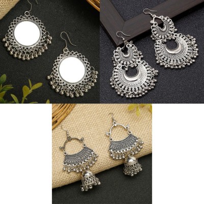 Devam Beautiful handmade Oxidised and antique earring Combo for woman and girls Black Agate Alloy Stud Earring, Jhumki Earring, Chandbali Earring