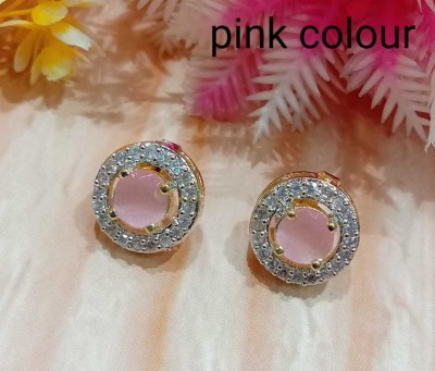 NAKIT AD Stud Earrings For Women/girls (pink Copper Earring Set