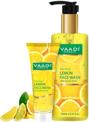 VAADI HERBALS Pack of 2 Honey Lemon  with Jojoba Beads - 250 ml and 60 ml Face Wash(310 ml)