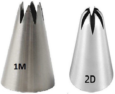 Rvs fantastikitchen store 2D + 1M Nozzle Stainless Steel Quick Flower Icing Nozzle(Silver Pack of 2)