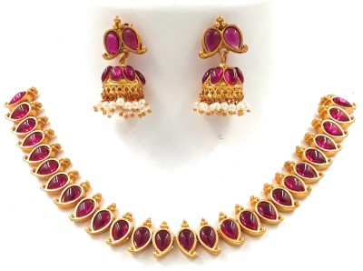 Anujeet Fashion Hub Copper Pink, Gold, White Jewellery Set(Pack of 1)