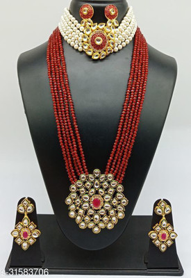 White pearl Brass Gold-plated Multicolor Jewellery Set(Pack of 1)