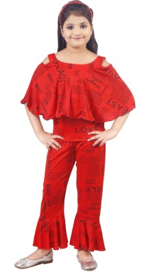 FIERA FASHION Baby Girls Party(Festive) Top Trouser(Red, Black)