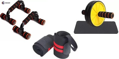 CODIVER Big push bar stands ,Ab roller and wrist band gym kit Fitness Accessory Kit Kit